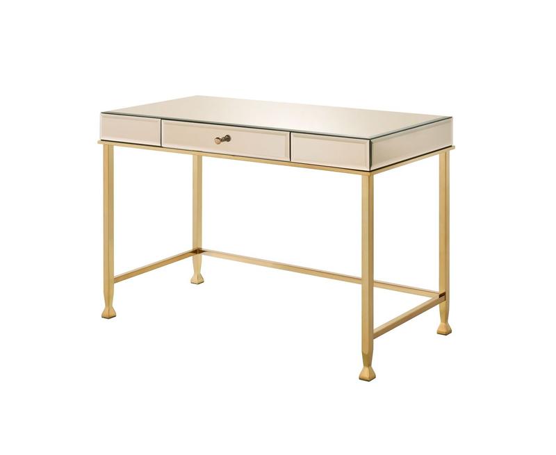Canine Smoky Mirrored and Champagne Finish Writing Desk