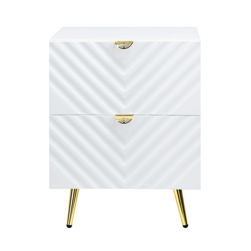 Gaines White High Gloss Finish Nightstand