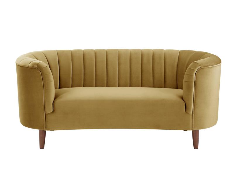 Millephri Olive Yellow Velvet Loveseat