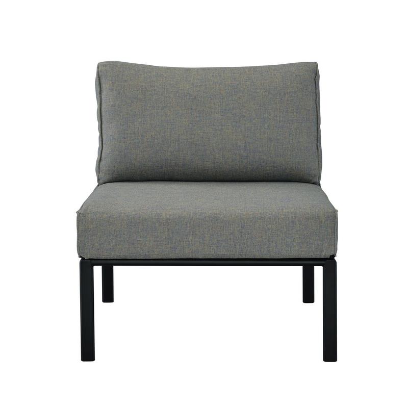 Rajni Gray Fabric & Black Finish Patio Armless Chair