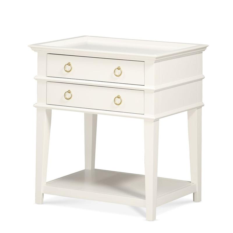Clara White 2-Drawer Tray Top Nightstand