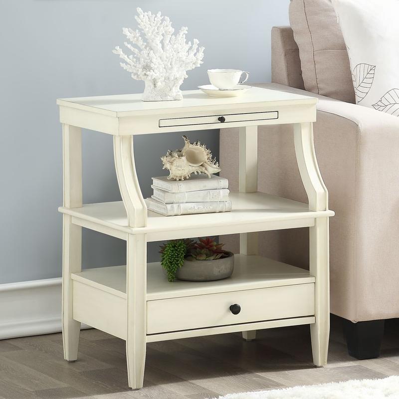 Newton Antique White Storage Nightstand