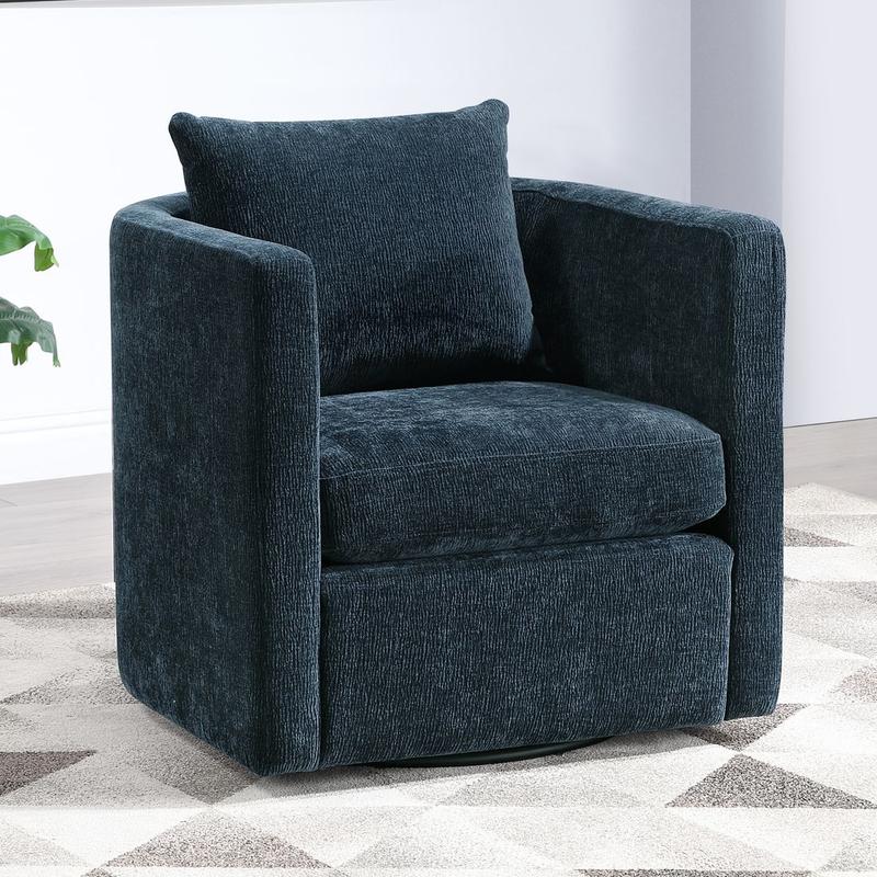 Sheldon Navy Blue Swivel Barrel Chair