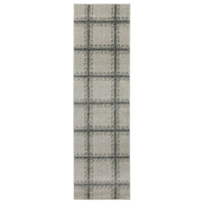 Alton 092E9 Grey/ Teal Indoor Area Rug - 2'3" x 7'6"