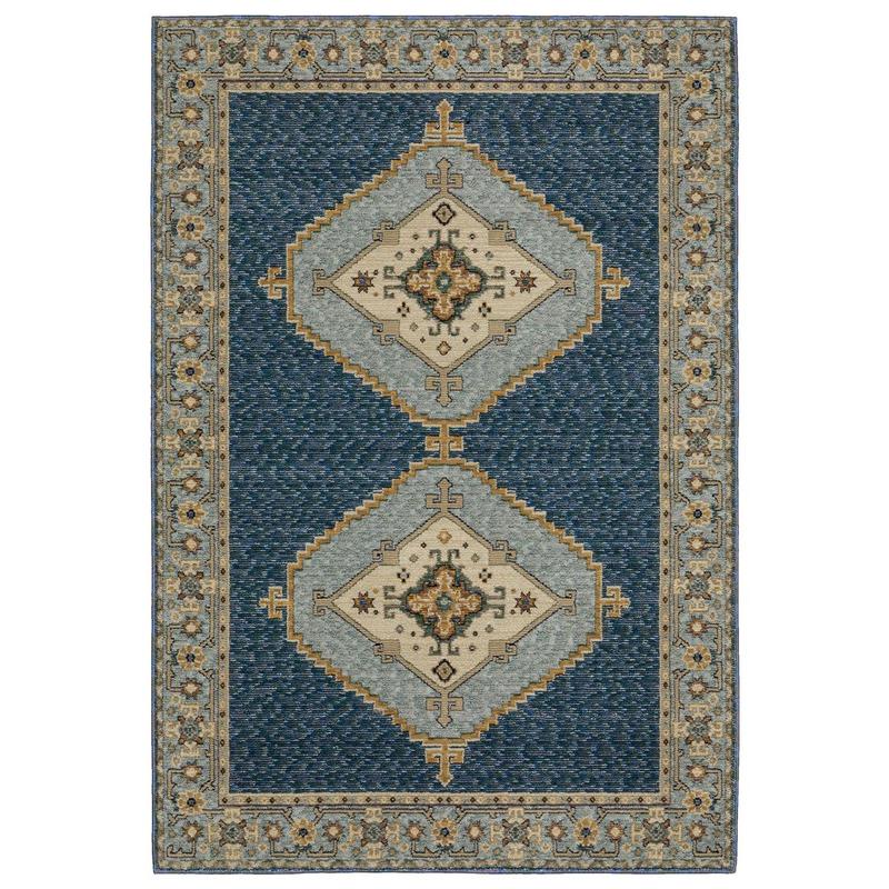 Andorra 2430A Blue/ Gold Indoor Area Rug - 3'3" x 5'2"