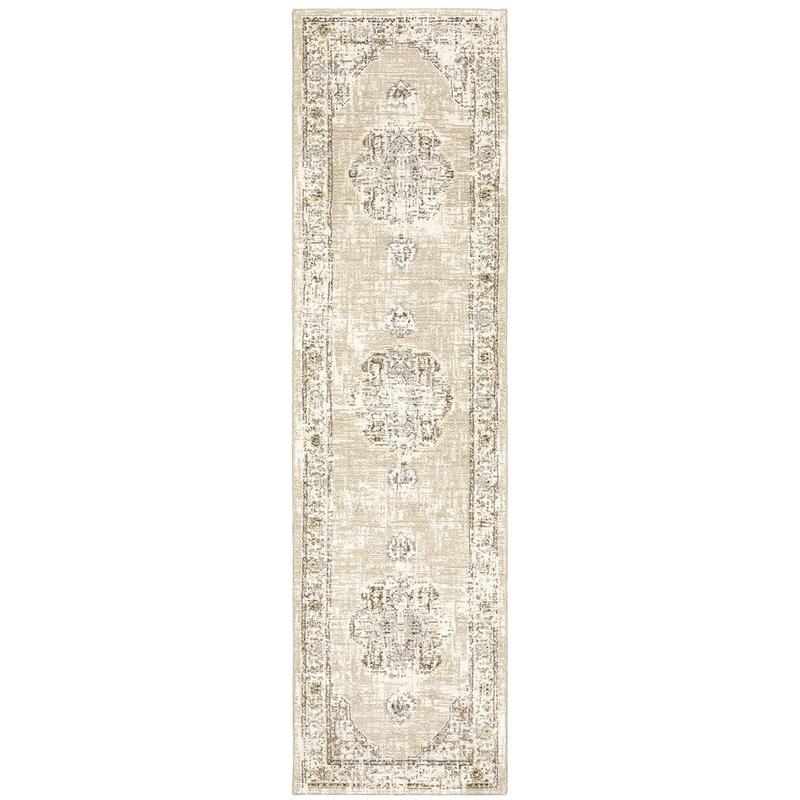 Andorra 303D0 Beige/ Ivory Indoor Area Rug - 2'3" x 8'