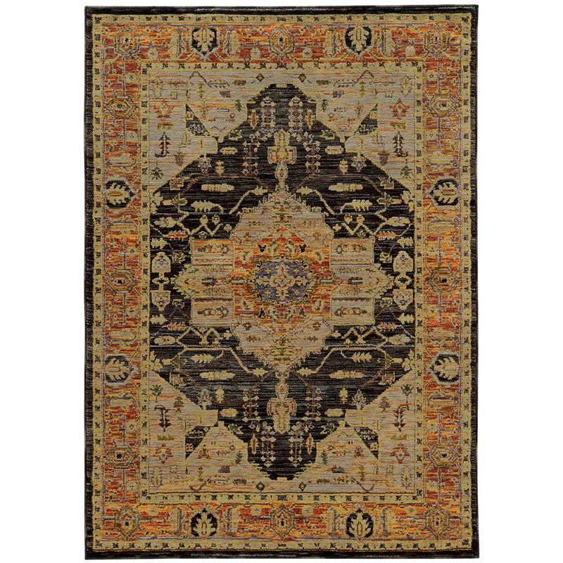 Andorra 7138B Gold/ Brown Indoor Area Rug - 1'10" x 3'2"