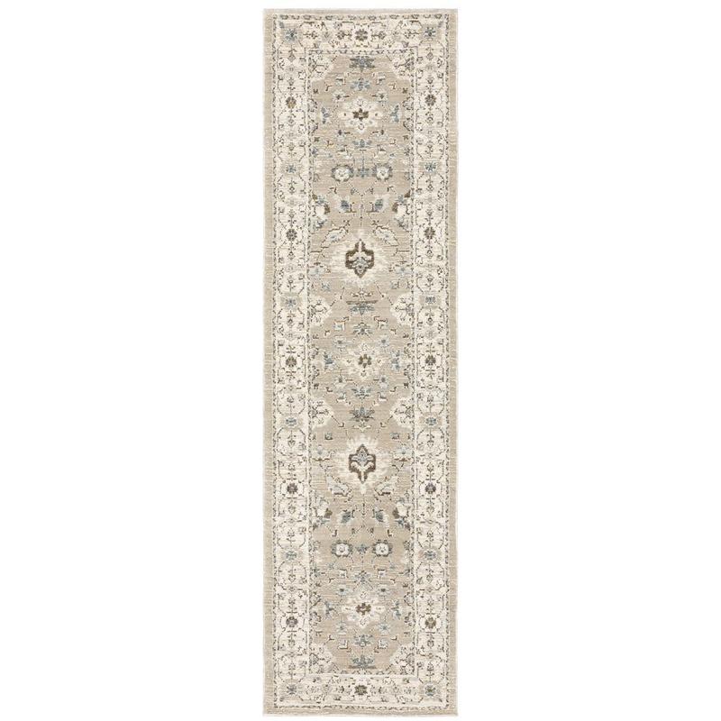 Andorra 8930L Beige/ Ivory Indoor Area Rug - 2'3" x 8'