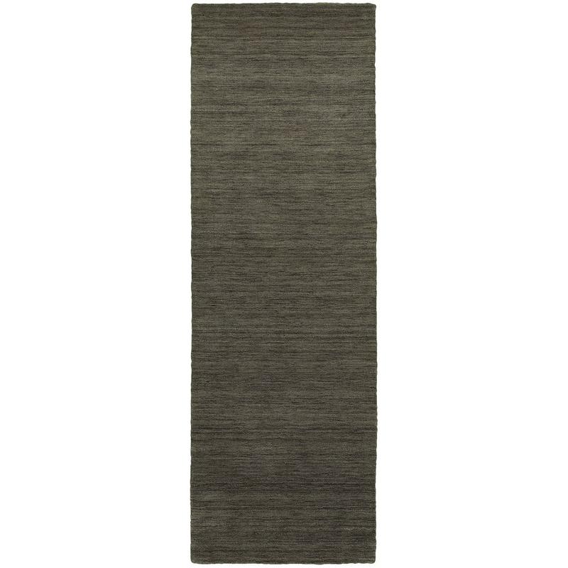 Aniston 27102 Charcoal Hand-crafted Wool Area Rug - 2'6" x 8'