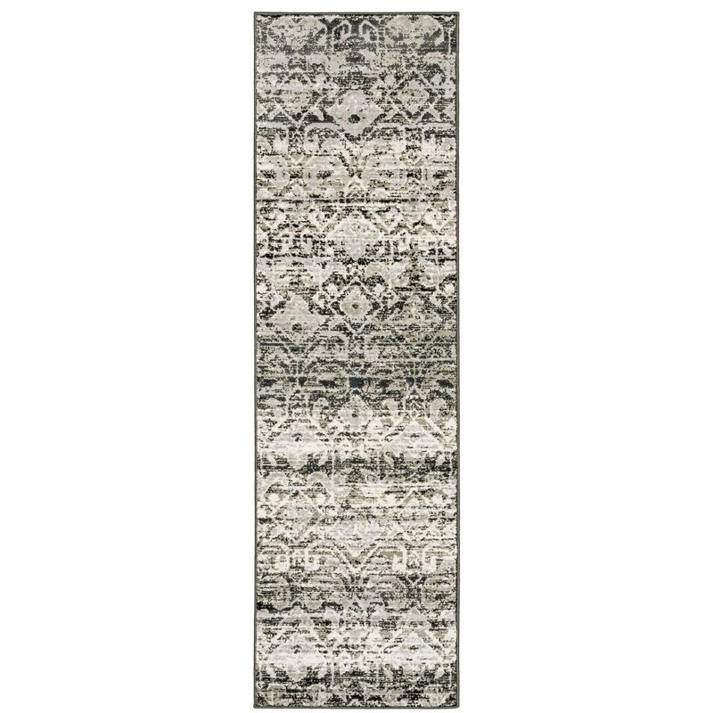 Bowen 042H2 Grey/ Ivory Indoor Area Rug - 2'3" x 7'6"