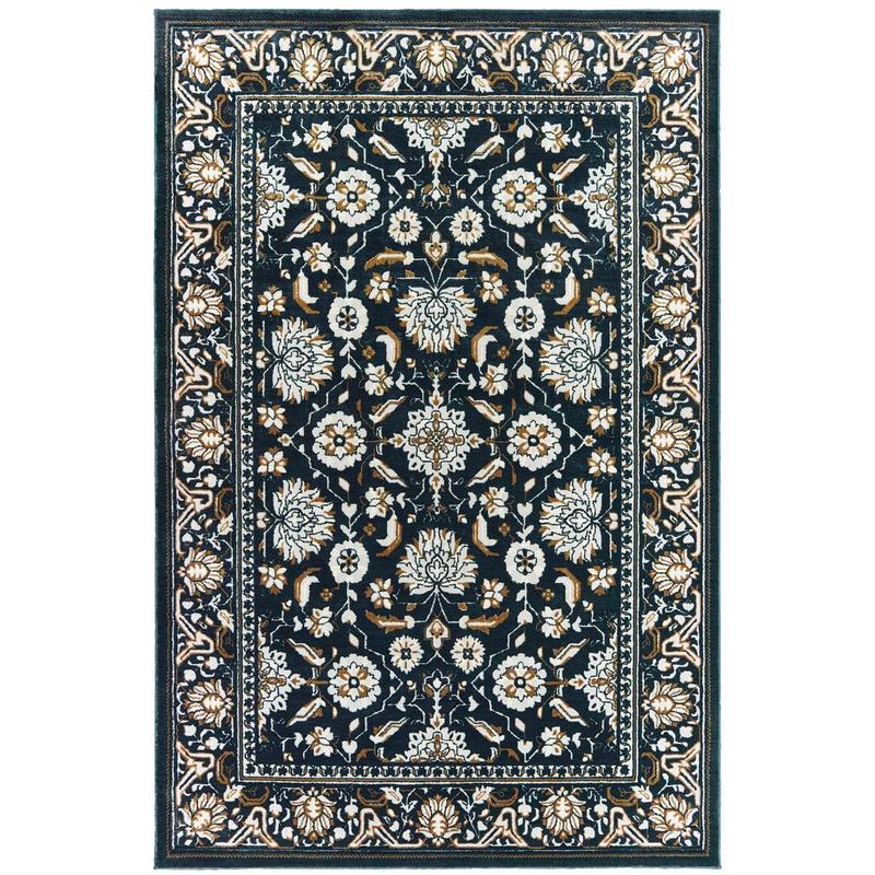 Bowen 534L2 Navy/ Gold Indoor Area Rug - 3'10" x 5'5"