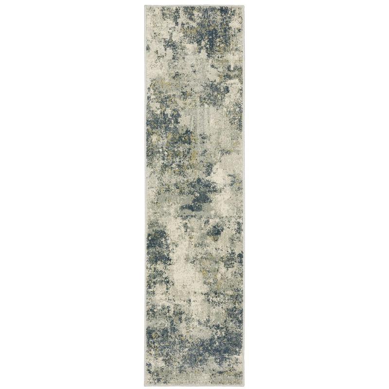 Branson BR12A Beige/ Teal Indoor Area Rug - 1'10" x 7'3"