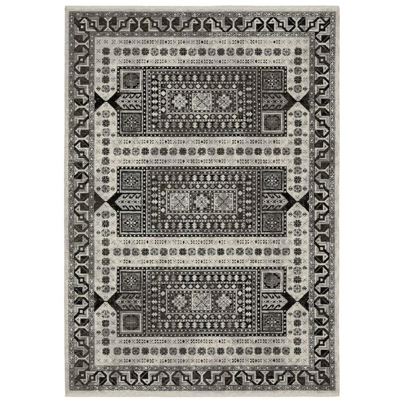 Chamberlain CH01G Ivory/ Charcoal Indoor Area Rug - 2'3" x 7'6"