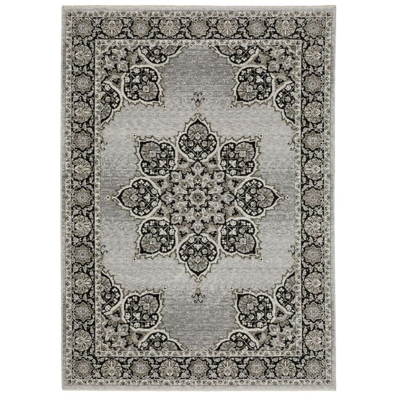 Chamberlain CH11L Grey/ Black Indoor Area Rug - 2'3" x 7'6"