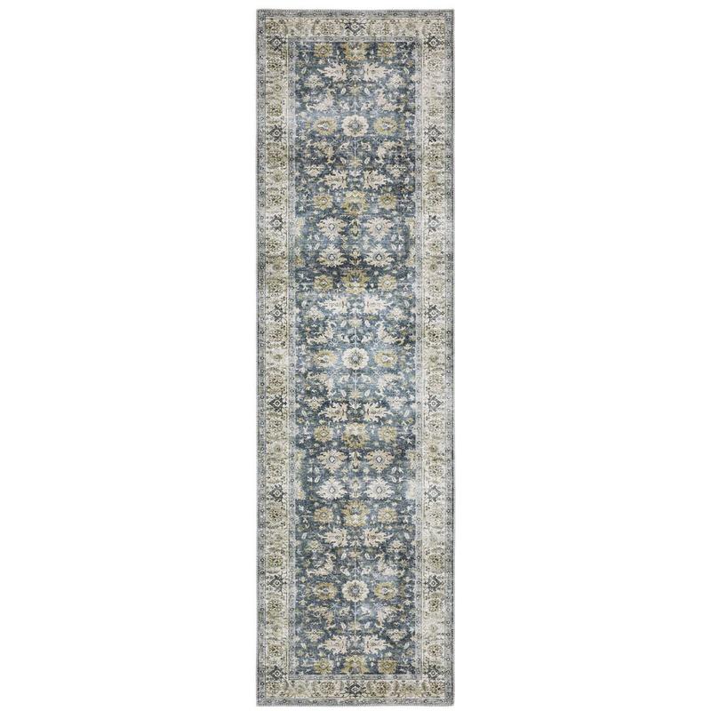 Charleston CHA08 Blue/Gold Machine Washable Indoor Area Rug