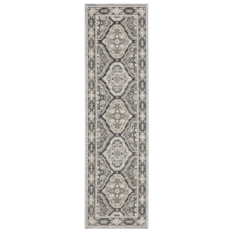 Ellington ELL04 Grey/ Ivory Indoor Area Rug - 2'3" x 7'6"