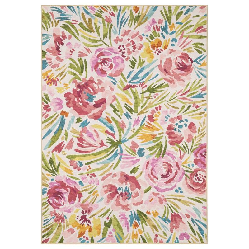 Fiji FIJ01 Beige/ Pink Machine Washable Indoor/Outdoor Area Rug - 5' x 7'