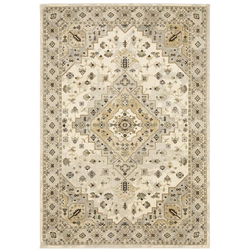 Florence 4332X Beige/ Grey Indoor Area Rug - 5'3" x 7'6"