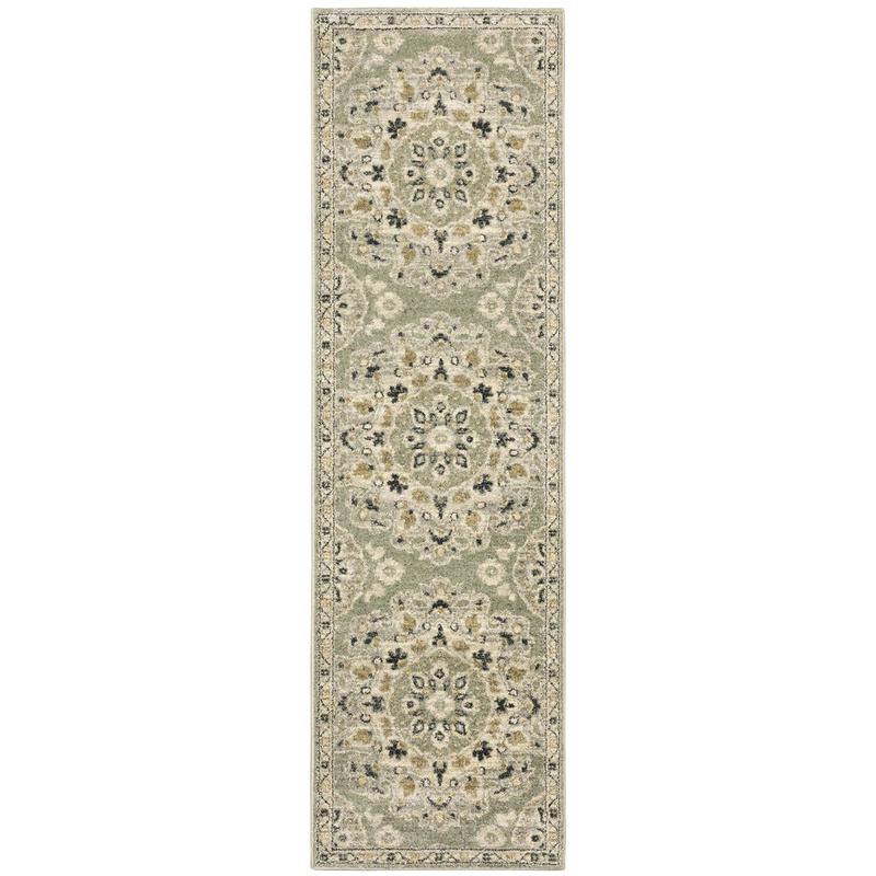 Florence 4334E Sage/ Ivory Indoor Area Rug - 2'3" x 7'6"