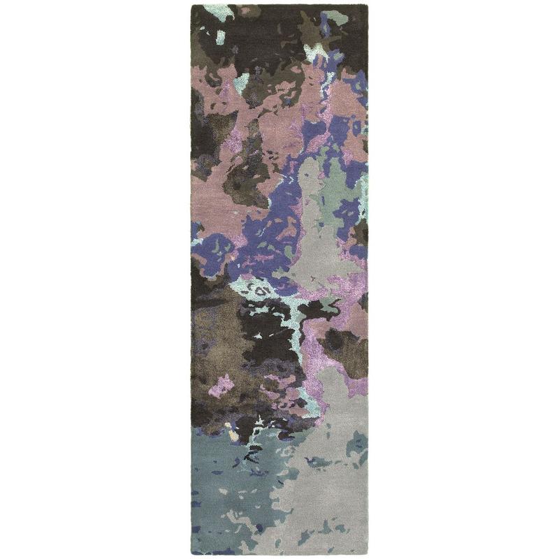 Galaxy 21901 Blue/ Purple Hand-crafted Wool Blend Area Rug - 2'6" x 8'
