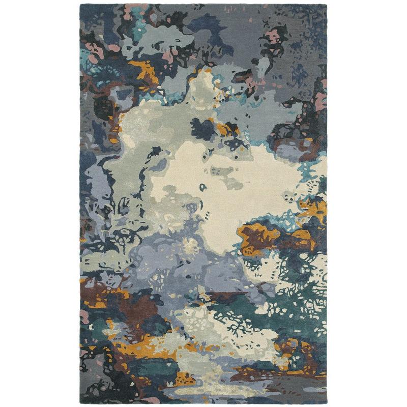 Galaxy 21903 Blue/ Grey Hand-crafted Wool Blend Area Rug - 3'6" x 5'6"
