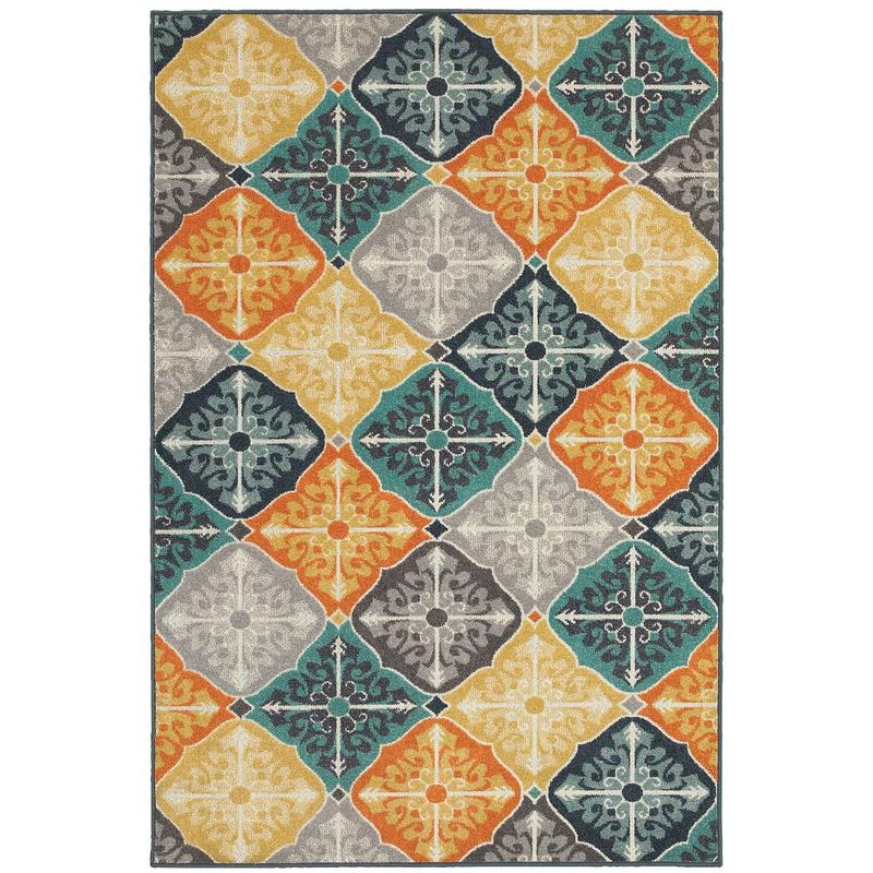Hampton 2063X Multi/ Blue Indoor/Outdoor Area Rug - 9'10" x 12'10"