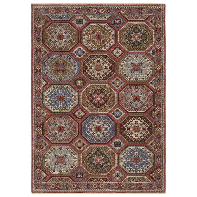Hastings HA05R Pink/ Red Indoor Area Rug - 3'10" x 5'5"