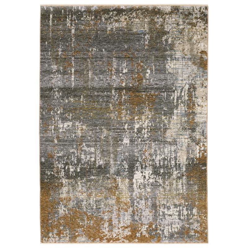 Hayden HAY06 Grey/ Gold Indoor Area Rug - 2'3" x 7'6"
