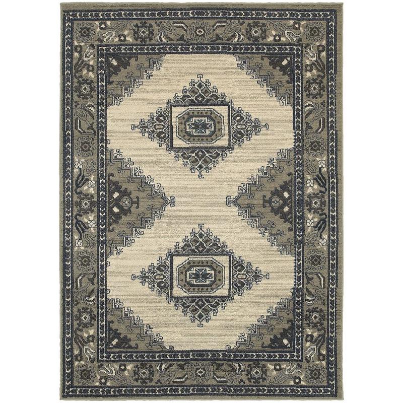 Highlands 6658B Beige/ Grey Indoor Area Rug - 9'10" x 12'10"