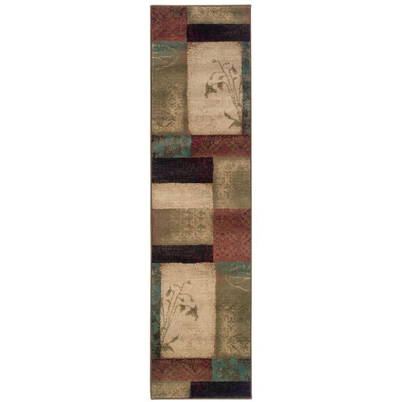 Hudson 040A1 Beige/ Green Indoor Area Rug - 1'10" x 7'6"