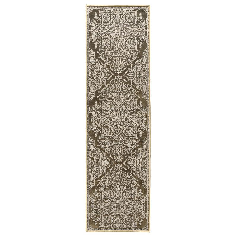 Intrigue INT11 Gold/ Beige Indoor Area Rug - 2'3" x 7'6"