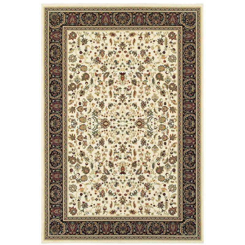 Kashan 108X1 Ivory/ Black Indoor Area Rug - 1'10" x 3'