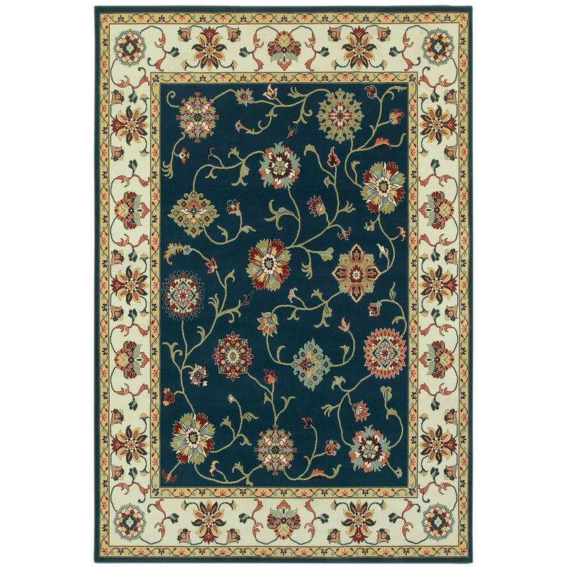 Kashan 2336B Navy/ Ivory Indoor Area Rug - 1'10" x 3'