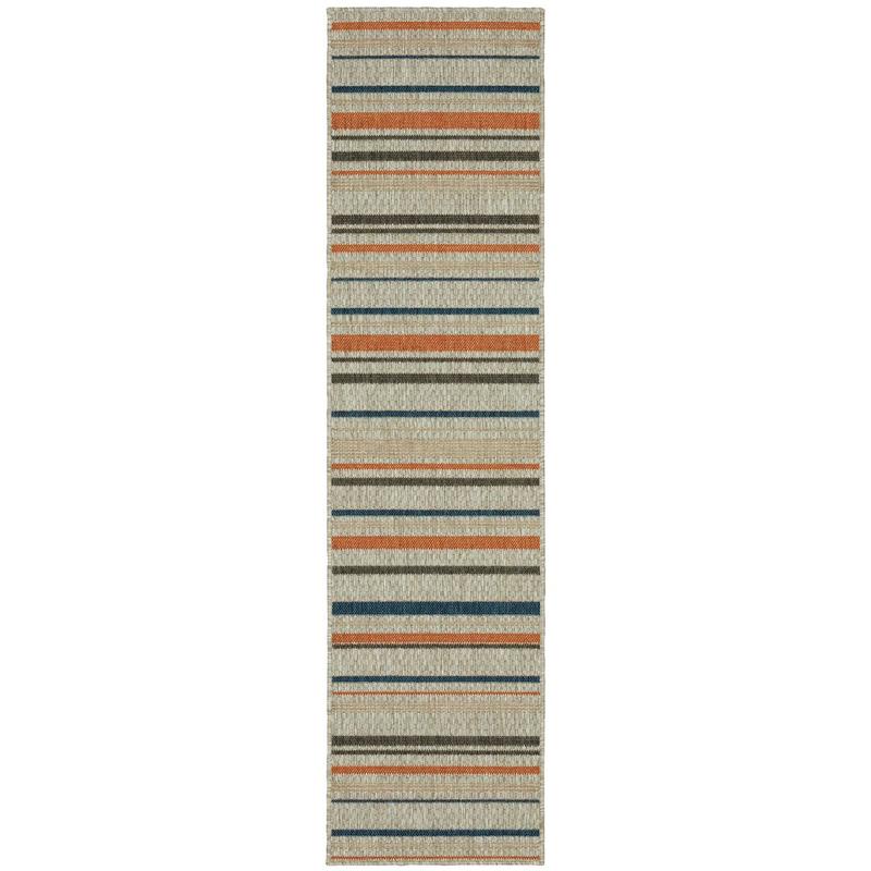 Latitude 602W3 Grey/ Teal Indoor/Outdoor Area Rug - 1'10" x 7'6"