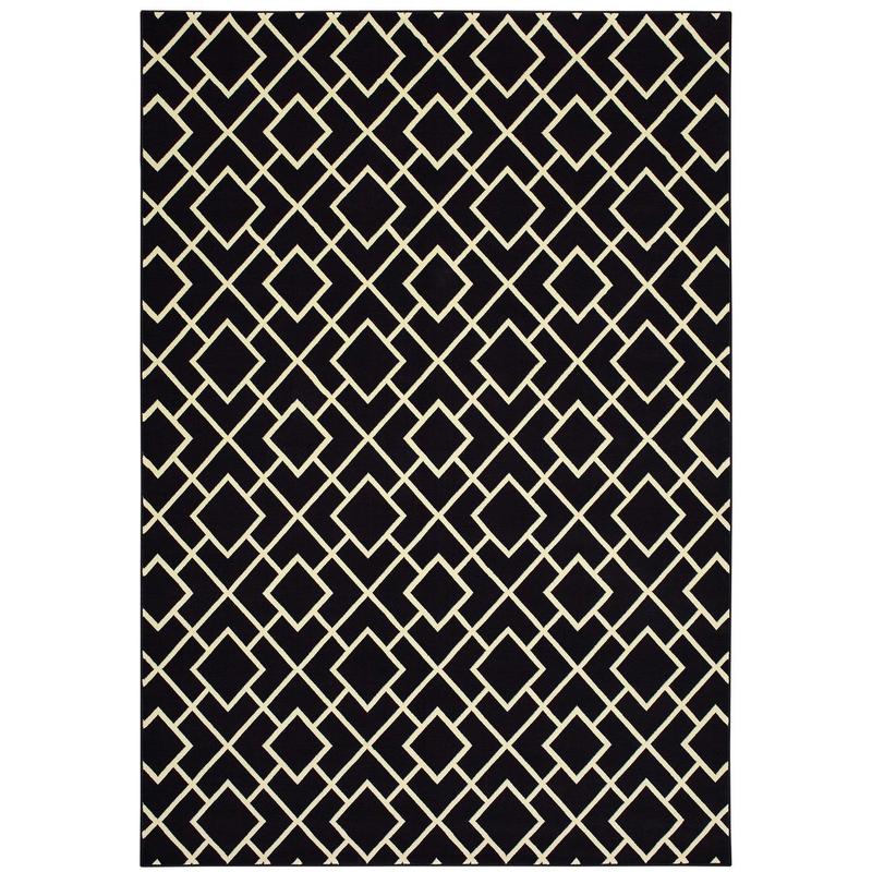 Luna 8123B Black/ Ivory Indoor Area Rug - 9'10" x 12'10"