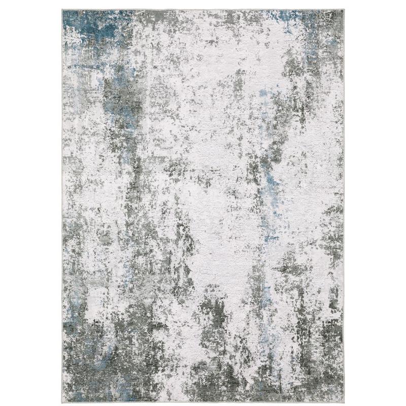 Malibu MAL02 Grey/ Blue Machine Washable Indoor Area Rug - 2' x 3'