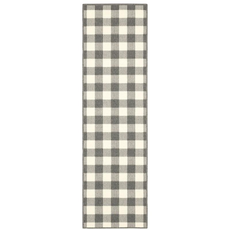 Marina 2598W Grey/ Ivory Indoor/Outdoor Area Rug - 2'3" x 7'6"