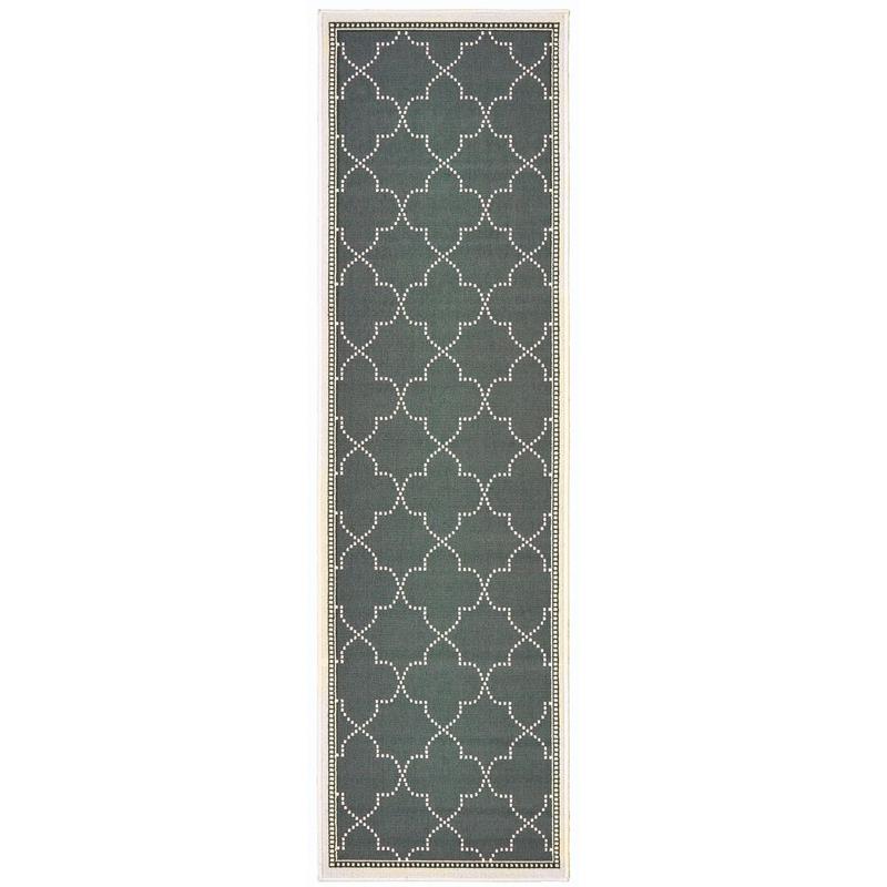 Marina 6025L Grey/ Ivory Indoor/Outdoor Area Rug - 2'3" x 7'6"