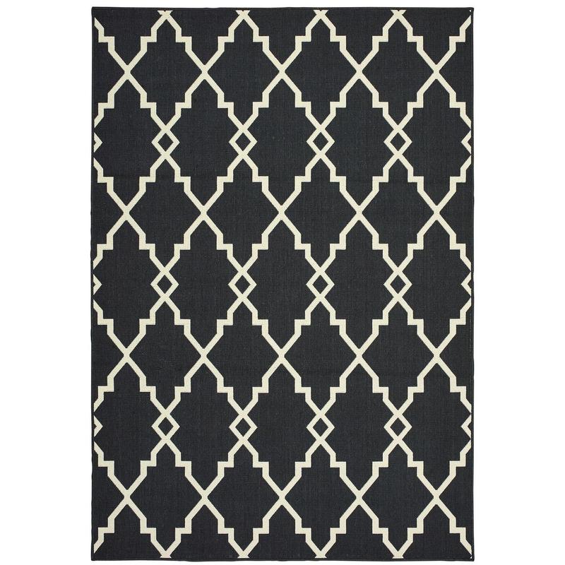 Marina 7763K Black/ Ivory Indoor/Outdoor Area Rug - 1'9" x 3'9"