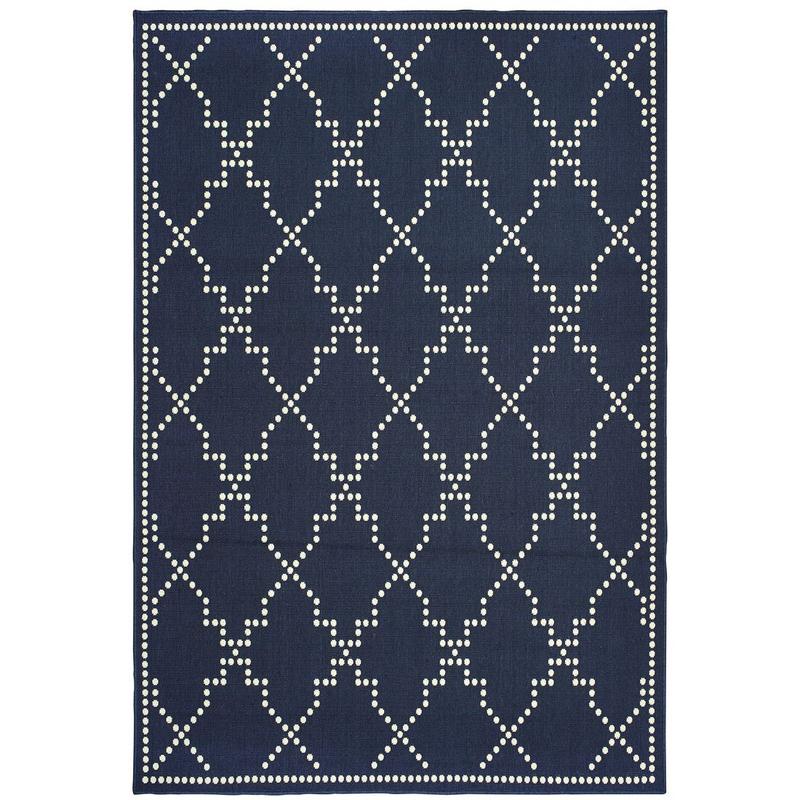 Marina 7765B Navy/ Ivory Indoor/Outdoor Area Rug - 1'9" x 3'9"