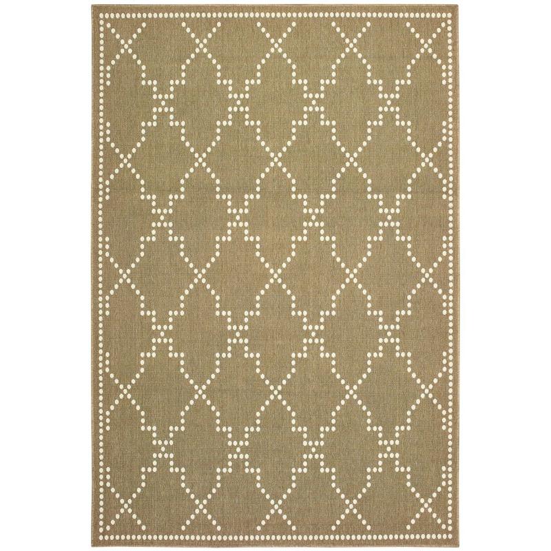 Marina 7765Y Tan/ Ivory Indoor/Outdoor Area Rug - 1'9" x 3'9"