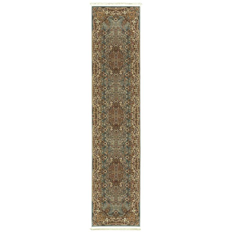 Masterpiece 502L2 Blue/ Gold Indoor Area Rug - 2'3" x 10'