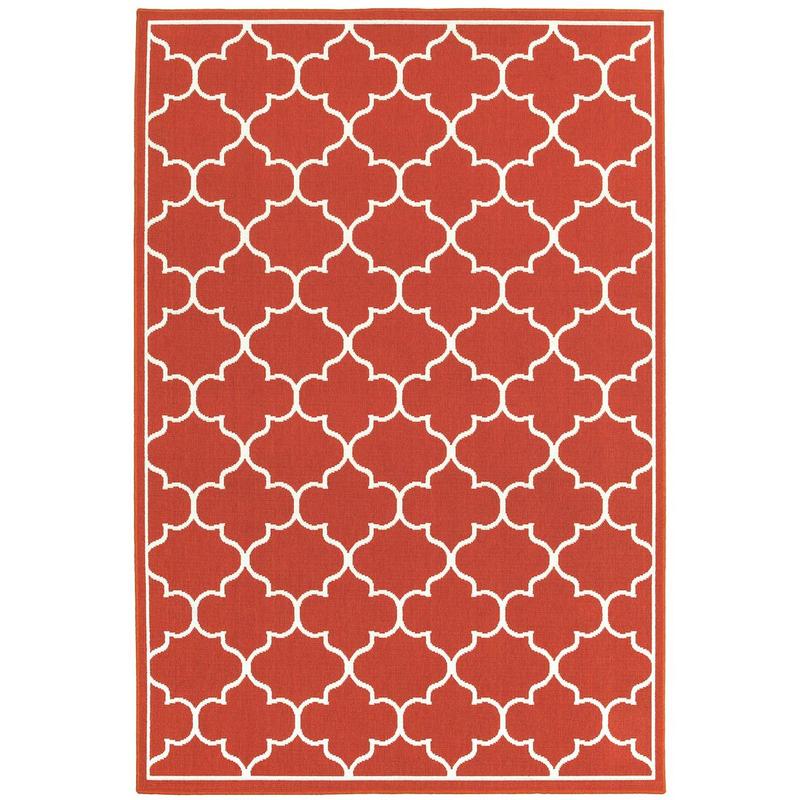 Meridian 1295R Red/ Ivory Indoor/Outdoor Area Rug - 1'10" x 2'10"