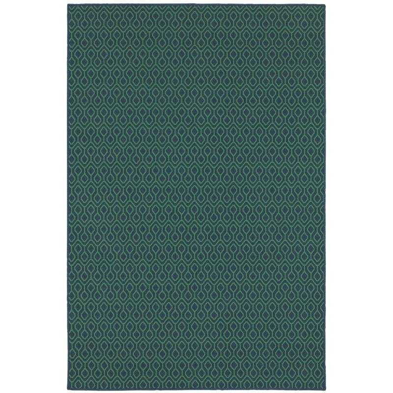 Meridian 1634Q Navy/ Green Indoor/Outdoor Area Rug