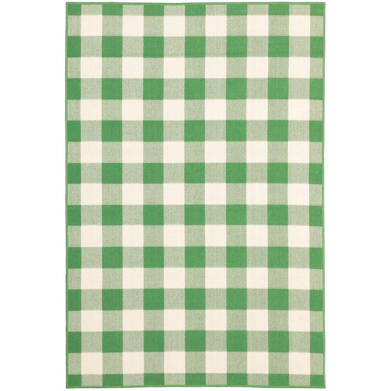 Meridian 2598G Green/ Ivory Indoor/Outdoor Area Rug - 1'10" x 2'10"