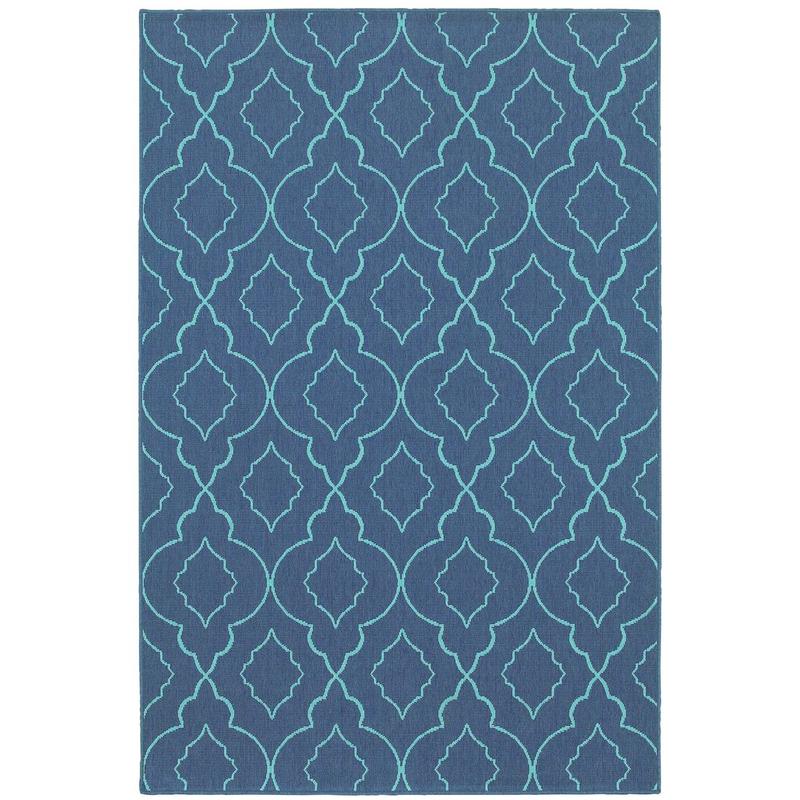Meridian 7541B Navy/ Blue Indoor/Outdoor Area Rug - 1'10" x 2'10"