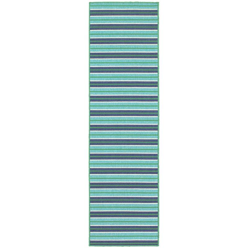Meridian 9652F Blue/ Green Indoor/Outdoor Area Rug - 2'3" x 7'6"