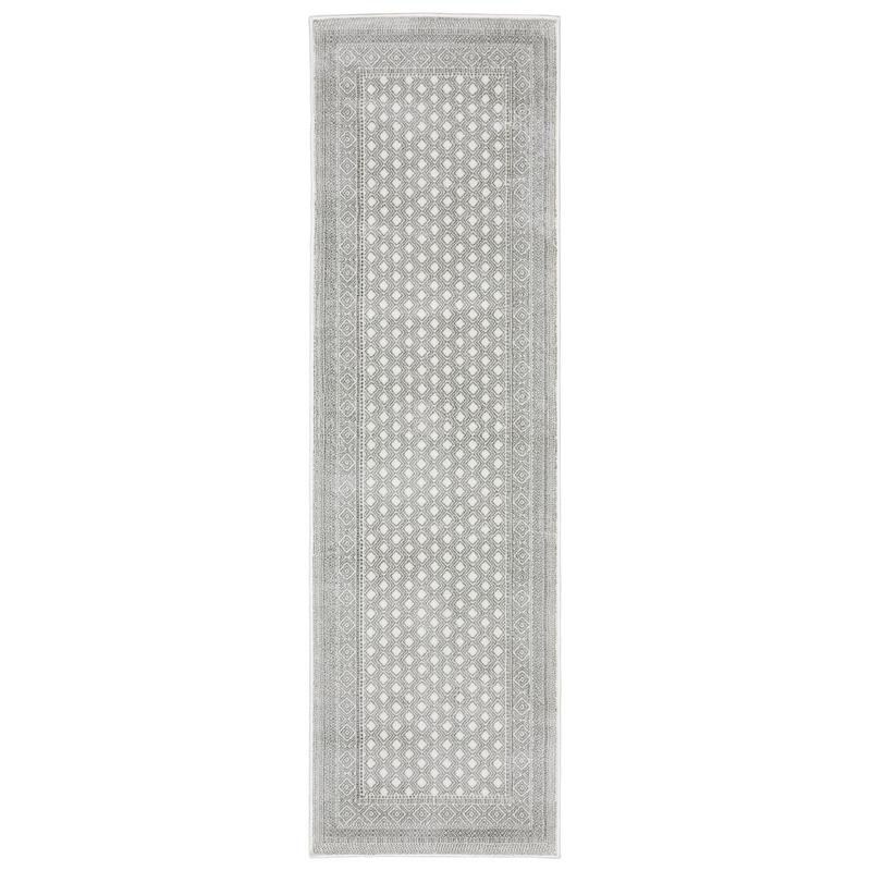 Montecito 094W8 White/ Grey Indoor Area Rug - 2'3" x 7'6"