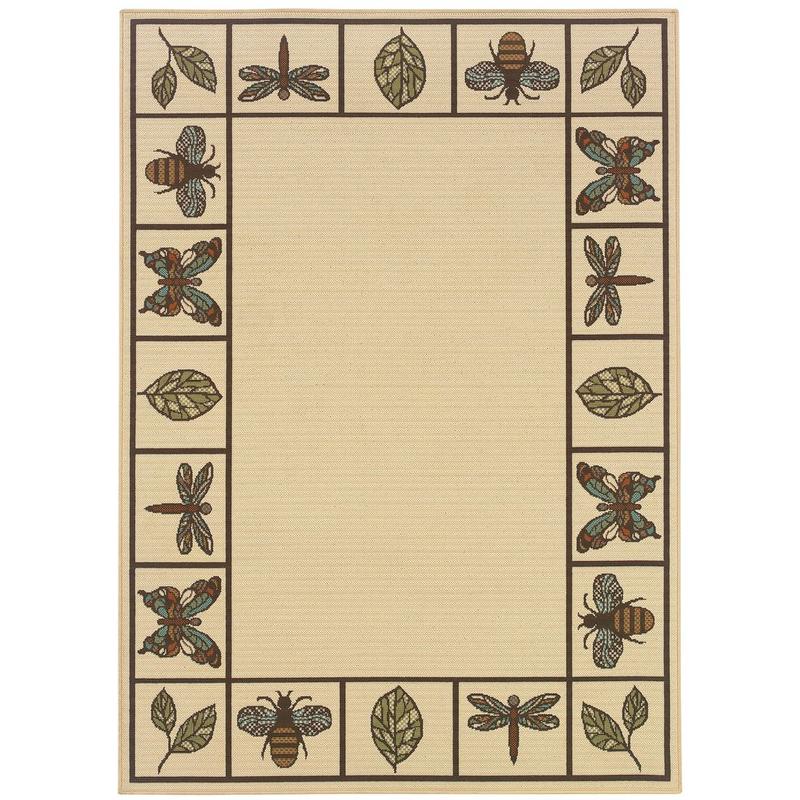 Montego 2266W Ivory/ Brown Indoor/Outdoor Area Rug - 2'5" x 4'5"