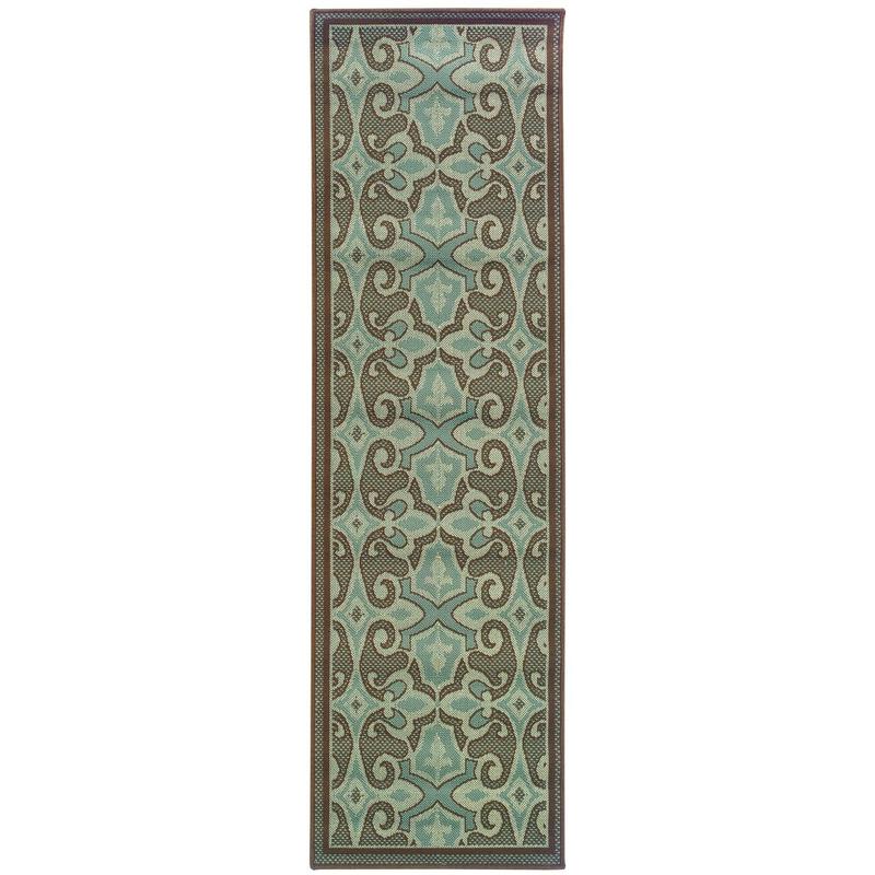 Montego 2335L Blue/ Brown Indoor/Outdoor Area Rug - 2'3" x 7'6"